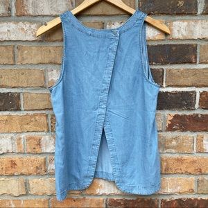 GAP Denim Sleeveless Split-Back Top